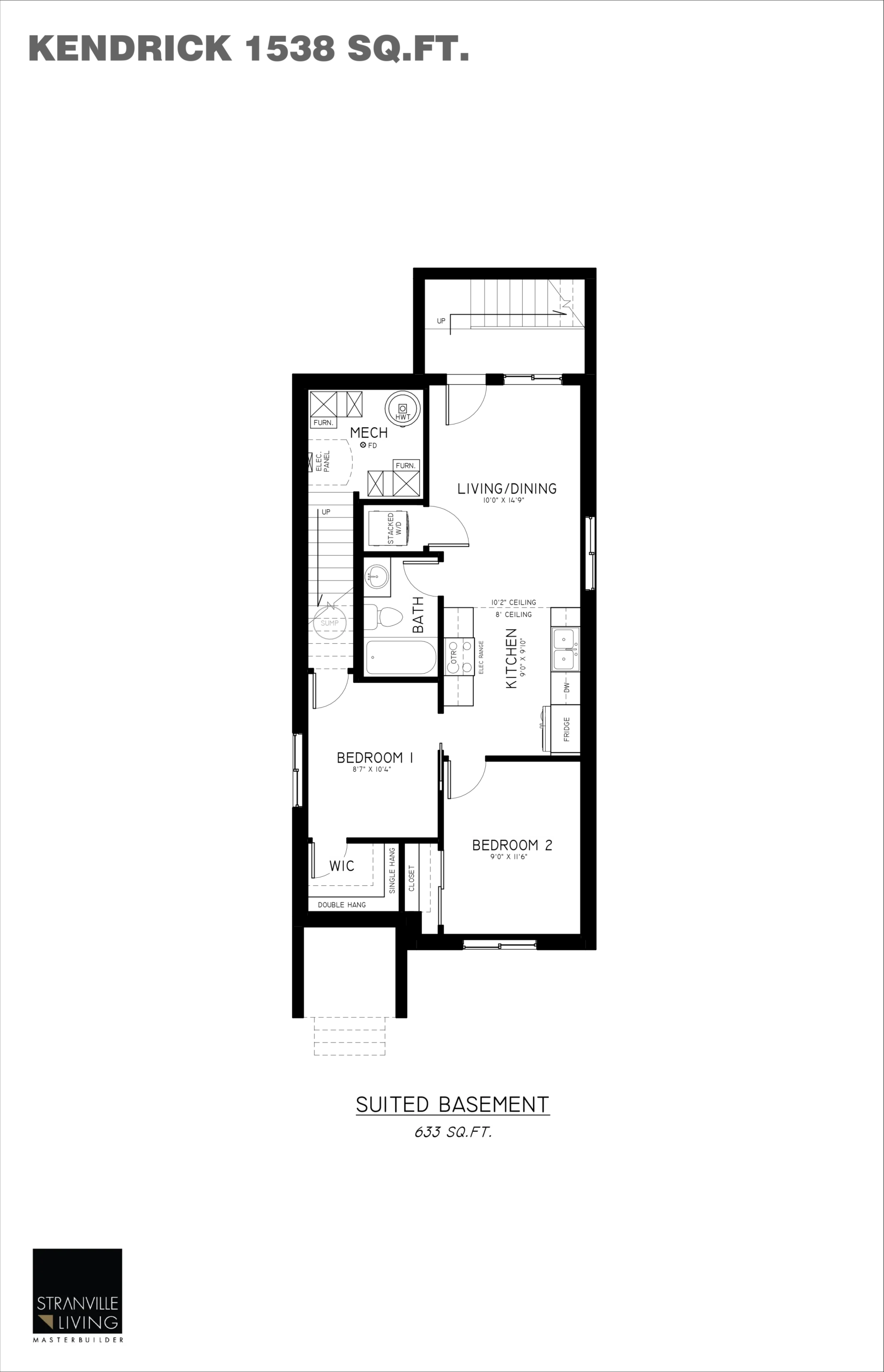 Kendrick floor plan with suited basement