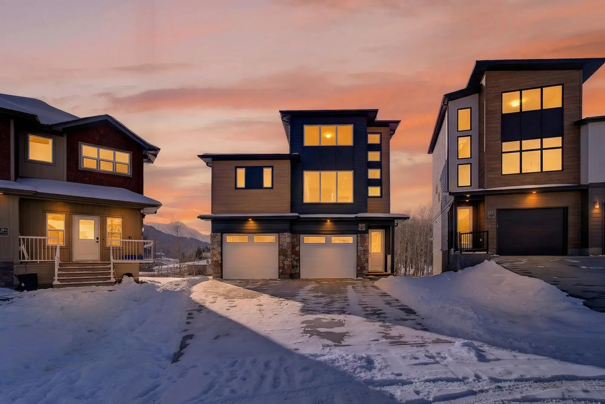 Coleman, Crowsnest pass homes at sunset for sale
